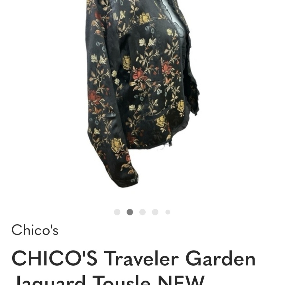 Chico's Black Floral Jacquard Bomber Jacket